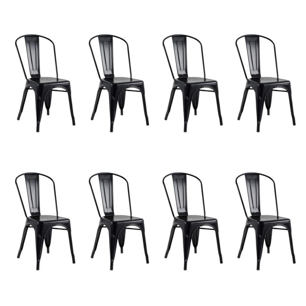 Kit 8 Banquetas Oficial Iron Tolix Cadeira Preto