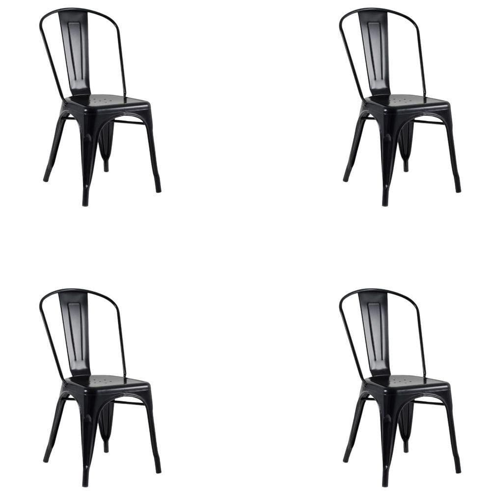 Kit 4 Cadeiras Banqueta Oficial Iron Tolix Preto