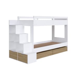 Cama Beliche Com Colchão Infantil Branco Marrom Completa