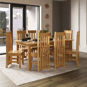 Conjunto Sala de Jantar Mesa com 8 Cadeiras em Madeira Maciça Nimes Espresso Móveis Nogueira
