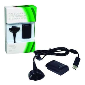 Bateria Para Controle Xbox 360 Com Cabo E Carregador Preto