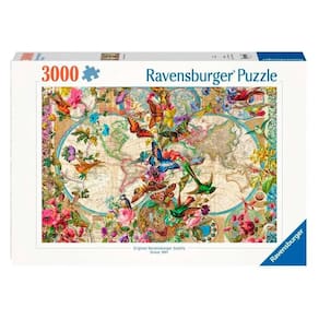 Puzzle 3000 peças Mapa-Múndi Flores e Fauna - Importado - Ravensburger