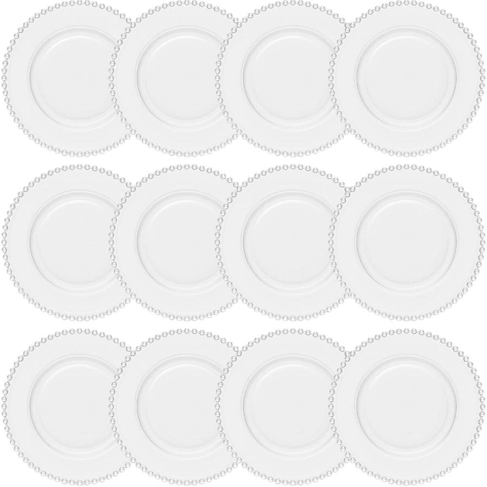 Conjunto 12 Pratos Rasos 28cm de Jantar Cristal Transparente
