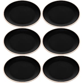 Conjunto 6 Pratos para Lanche Sobremesa Melamina Preto Wolff Class Pratinhos 15cm Mesa Posta