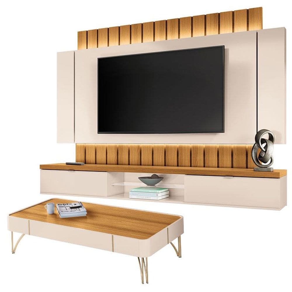 Home Suspenso Illusion 2.2 Mesa de Centro Cadenza Cinamomo Off White - HB Móveis