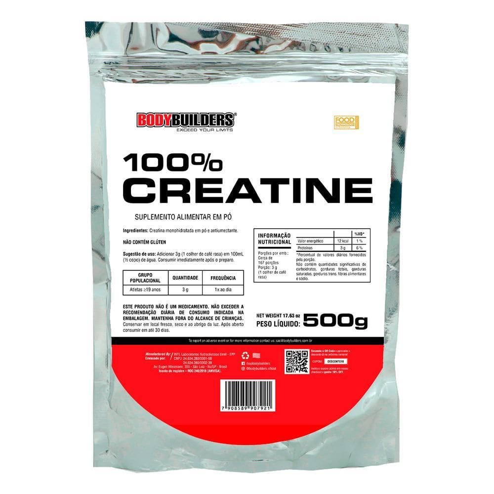 Creatina 100% Pura 500G Refil - Bodybuilders