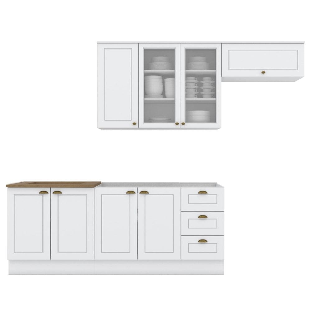 Cozinha Modulada 5 Pecas 280cm CE379 Americana Branco Nature Henn