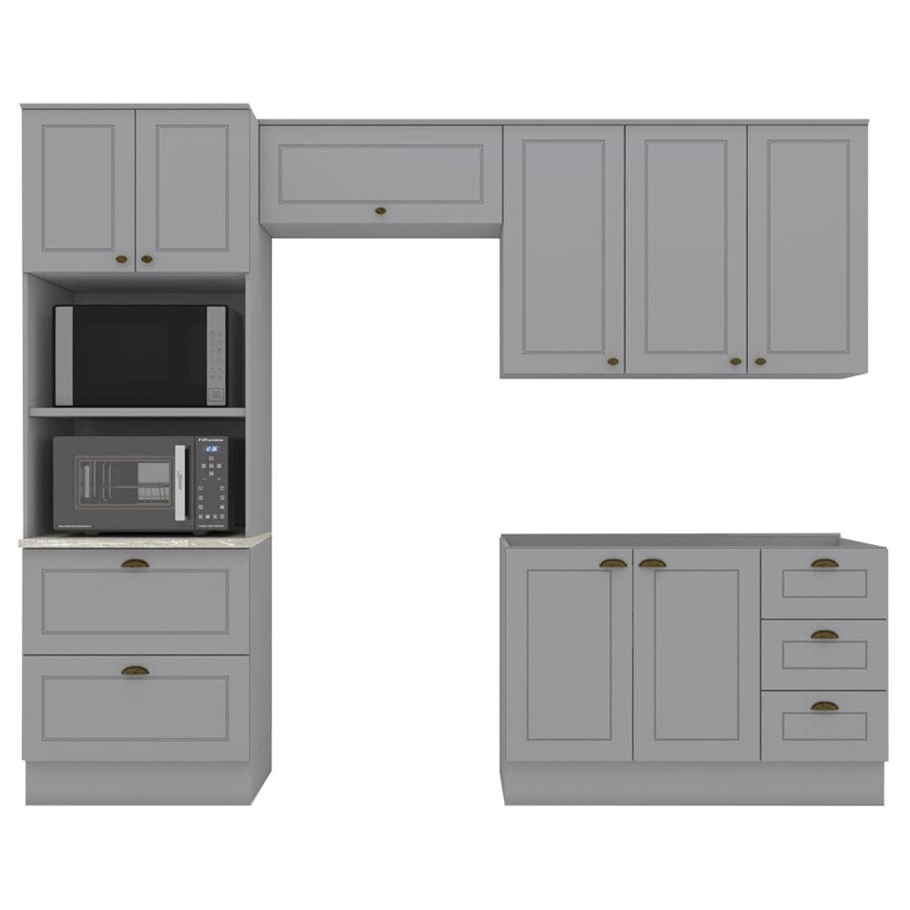 Cozinha Modulada 4 Pecas 272 cm CE373 Americana Cinza Calcare Henn