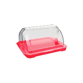 Porta Pão Premium Vermelho Com Tampa Acrílica 37,9Cm