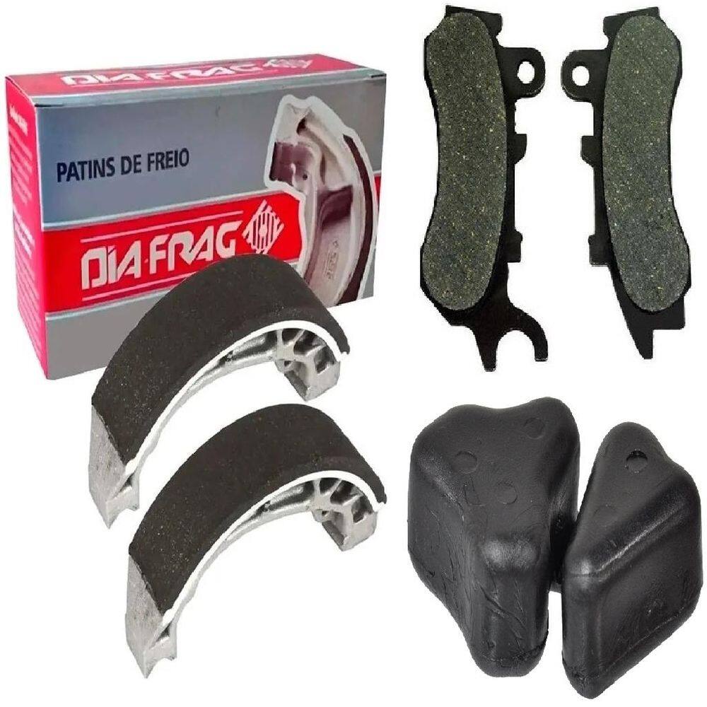 kit Freio combinado Patim 0.25 + Pastilha + Coxim da Coroa Titan Fan 160 2018 2019 2020 2021 2022 2023 cbs