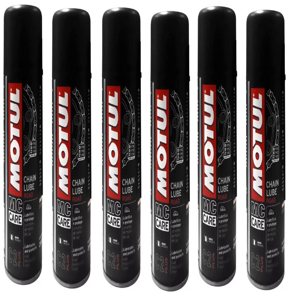 Kit Com 6 Lubrificantes Corrente Moto Bike Motul C2 Chain Lube Road 200Ml