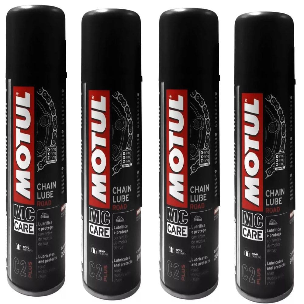 Kit Com 4 Lubrificantes Corrente Moto Bike Motul C2 Chain Lube Road 200Ml