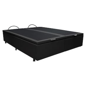 Base Baú Para Cama Casal Queen 158x198cm Bipartido Liz S05 Sintético Preto - Mpozenato