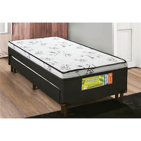 Cama Conjugado Solteiro Super Premium Auxiliar Espuma D28 1,88x0,88x0,52 Branco E Preto