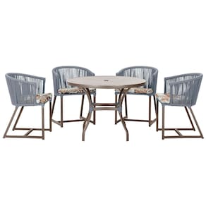Mesa com 4 Cadeiras de Jantar Roma 100cm e Noronha em Aluminío