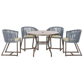 Mesa com 4 Cadeiras de Jantar Roma 100cm e Noronha em Aluminío