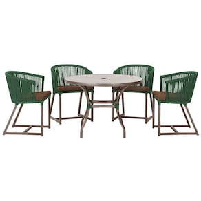 Mesa com 4 Cadeiras de Jantar Roma 100cm e Noronha em Aluminío