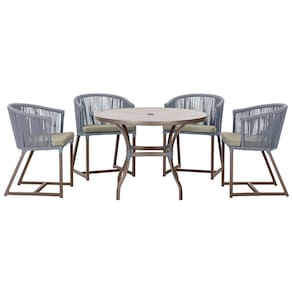 Mesa com 4 Cadeiras de Jantar Roma 100cm e Noronha em Aluminío