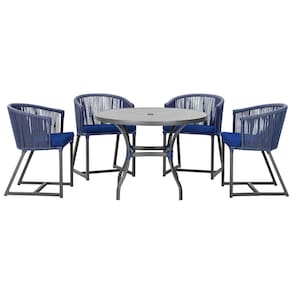 Mesa com 4 Cadeiras de Jantar Roma 100cm e Noronha em Aluminío