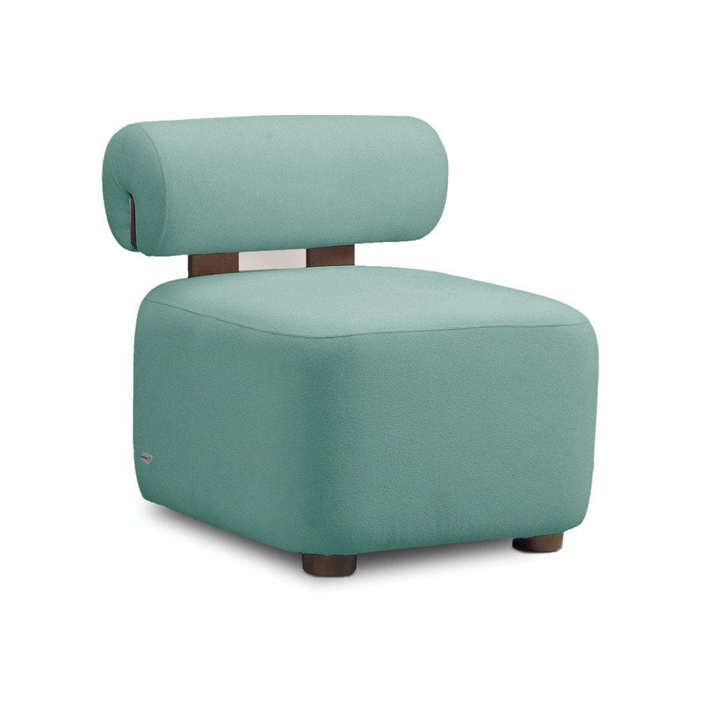 Poltrona Decorativa para Sala Helora Bouclê Azul Turquesa E03 - D`Rossi