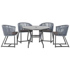 Mesa com 4 Cadeiras de Jantar Roma 100cm e Noronha em Aluminío