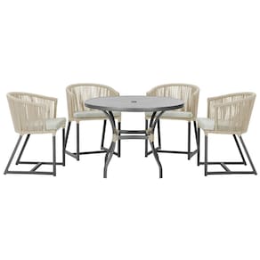 Mesa com 4 Cadeiras de Jantar Roma 100cm e Noronha em Aluminío