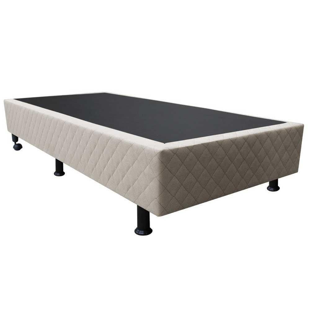 Base Para Cama Solteiro 88x188cm Liz S05 Suede Bordado Bege - Mpozenato
