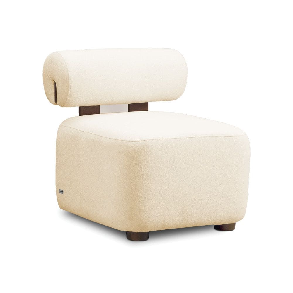 Poltrona Decorativa para Sala Helora Bouclê Bege E03 - D`Rossi