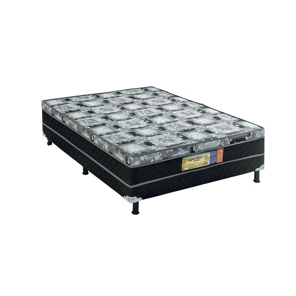 Cama Conjugado Casal Super Premium Espuma D28 1,88 X 1,38 X 0,52 Branco E Preto