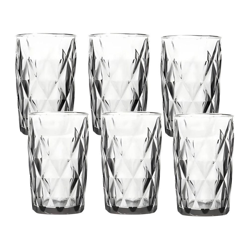 Conjunto 6 Copos De Vidro Diamante 370ml - Elegância e Durabilidade