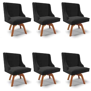 Kit 6 Cadeiras Estofadas Giratória Para Sala De Jantar Lia Suede Preto - Ibiza