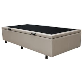Base Baú Para Cama Solteiro 88x188cm Liz S05 Sintético Bege - Mpozenato