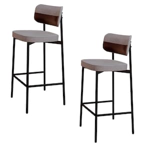 Banqueta Alta Bar Estofada Kit 2 Ella M25 Linho Cinza Cl-café - Mpozenato