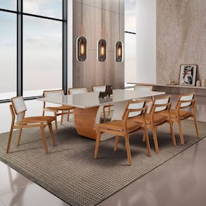 Sala De Jantar Mesa Ellis Com 8 Cadeiras Eva Premium Star Caramelo Off White Imbuia Nat