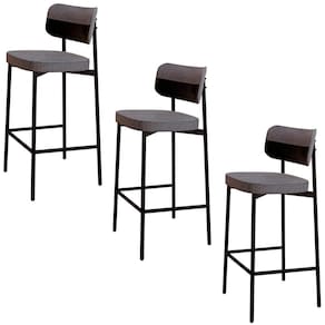 Banqueta Alta Bar Estofada Kit 3 Ella M25 Linho Cinza-preto - Mpozenato