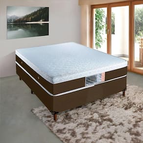 Base E Colchao Casal Stylle Unico Molas Ensacadas 1,88 X 1,38 X 0,70 Branco - Marrom