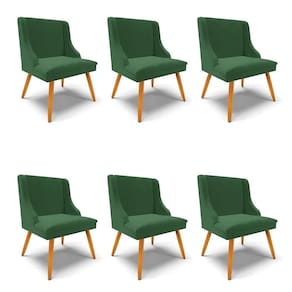 Kit 6 Cadeiras Estofadas Para Sala De Jantar Pés Palito Lia Veludo Verde Esmeralda - Ibiza