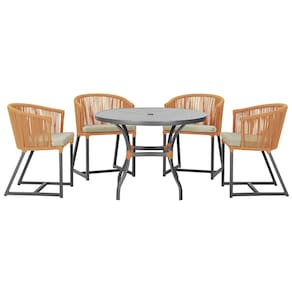 Mesa com 4 Cadeiras de Jantar Roma 100cm e Noronha em Aluminío