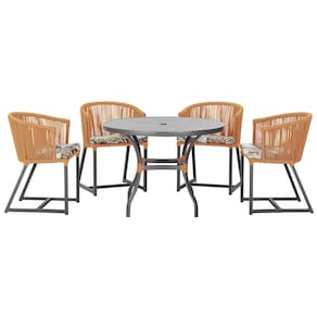Mesa com 4 Cadeiras de Jantar Roma 100cm e Noronha em Aluminío