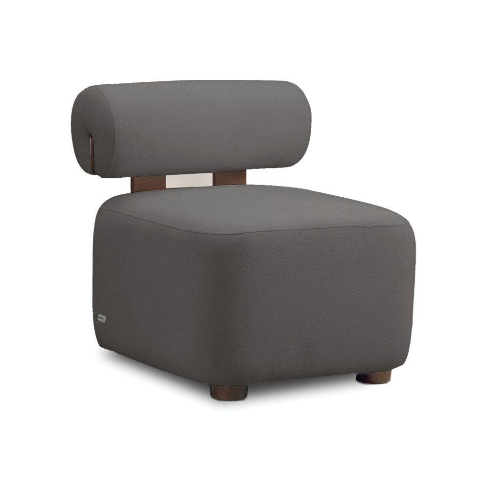 Poltrona Decorativa para Sala Helora Bouclê Cinza Escuro E03 - D`Rossi