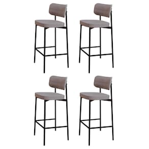 Banqueta Alta Bar Estofada Kit 4 Ella M25 Linho Cinza Cl - Mpozenato