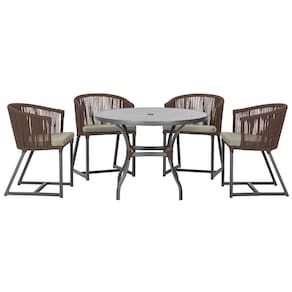 Mesa com 4 Cadeiras de Jantar Roma 100cm e Noronha em Aluminío