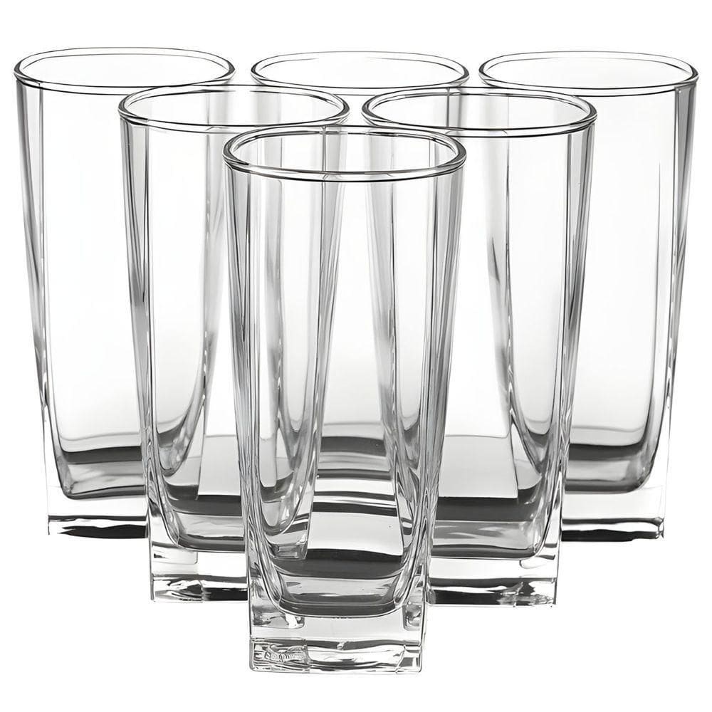 Jogo 6 Copos Quadrado Texas Vidro 320ml - Elegância e Versatilidade