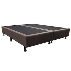 Base Para Cama Casal Queen 158x198cm Bipartido Liz S05 Suede Bordado Marrom - Mpozenato