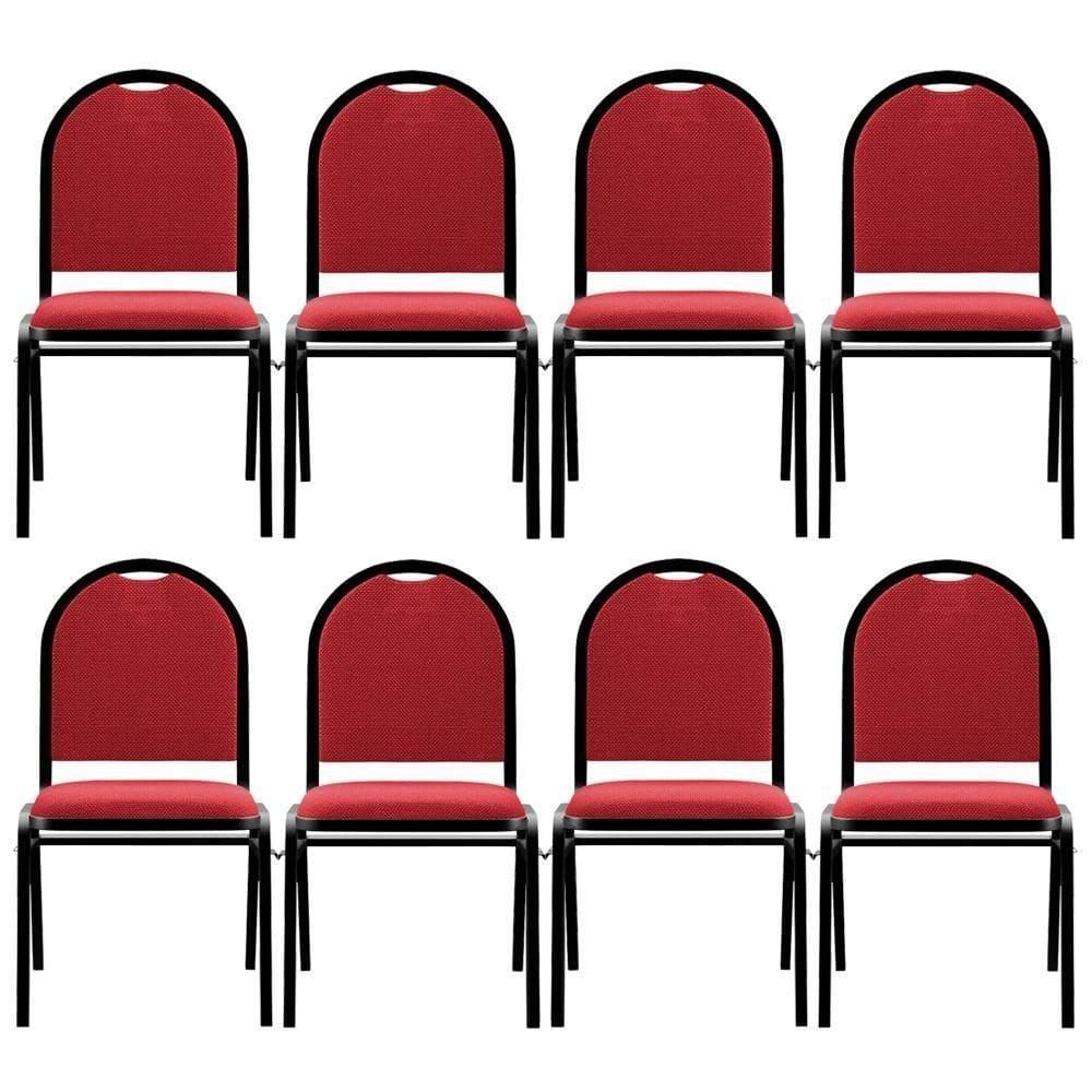 Kit 8 Cadeiras Hoteleiras Auditório Empilhável Linho M23 Vermelho - Mpozenato