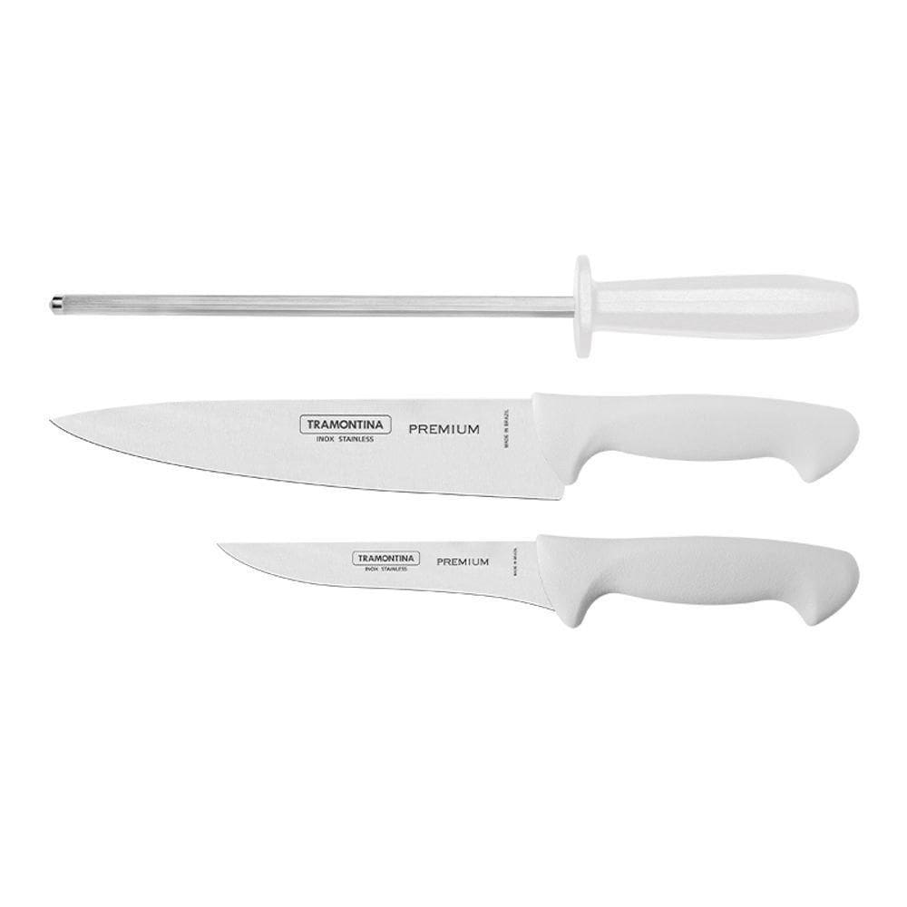 Jogo De Facas 3 Peças Tramontina Premium 24499812 Branco