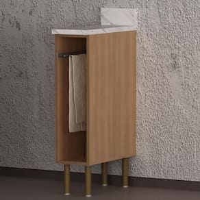 Balcão De Cozinha Com Tampo E Porta Toalhas 20cm Multimóveis Cr20459 Freijó Mármore Branco