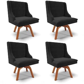 Kit 4 Cadeiras Estofadas Giratória Para Sala De Jantar Lia Suede Preto - Ibiza