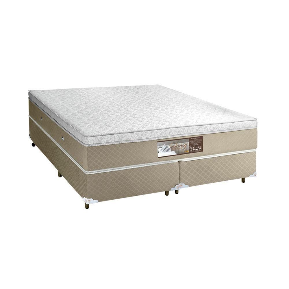 Base E Colchao Queen Sensy Euro Pilow Com Molas Ensacadas 1,98x1,58x0,74 Branco - Bege