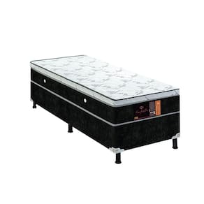 Base E Colchao Solteiro Confort Molas Ensacadas 1,88 X 0,88 X 0,67 Branco - Preto